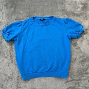 J. Crew Blue Terry Puff Sleeve Sweatshirt Top Shirt Women's XS